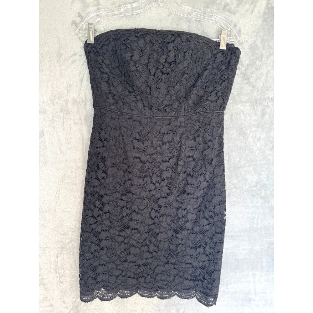 Diane von Furstenberg DVF Black Lace Strapless Sweetheart Cocktail Dress Size 8 - Picture 1 of 11